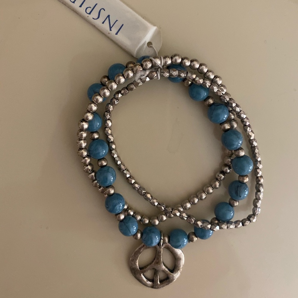 Peace Sign Stretch Bead Bracelet Set
